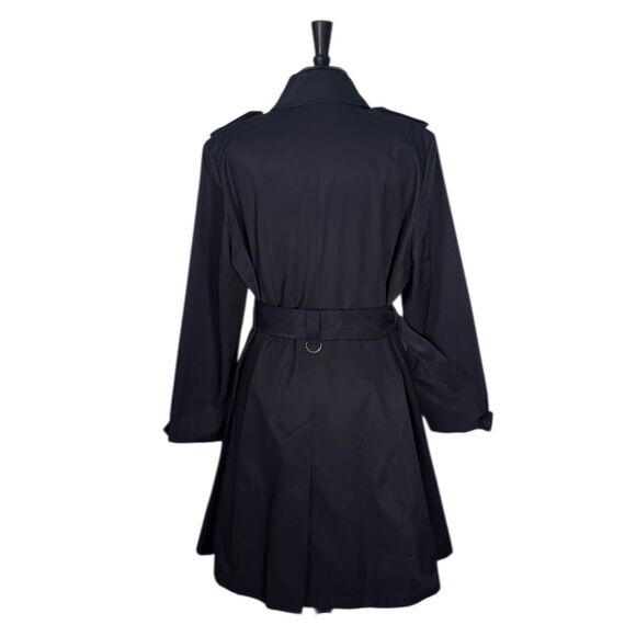 Ralph Lauren Women’s Trench Coat L Navy Blue Double Breasted Belted Cotton Blend - Picture 2 of 12
